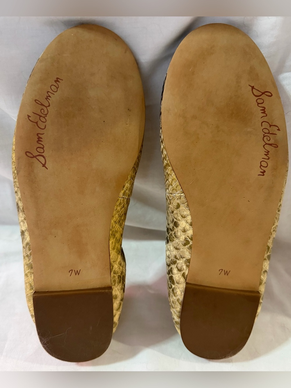 Sam Edelman Wm's Ballet Flat Sz 7 Leather Lined Python Print Felicia Comfort - Picture 7 of 7